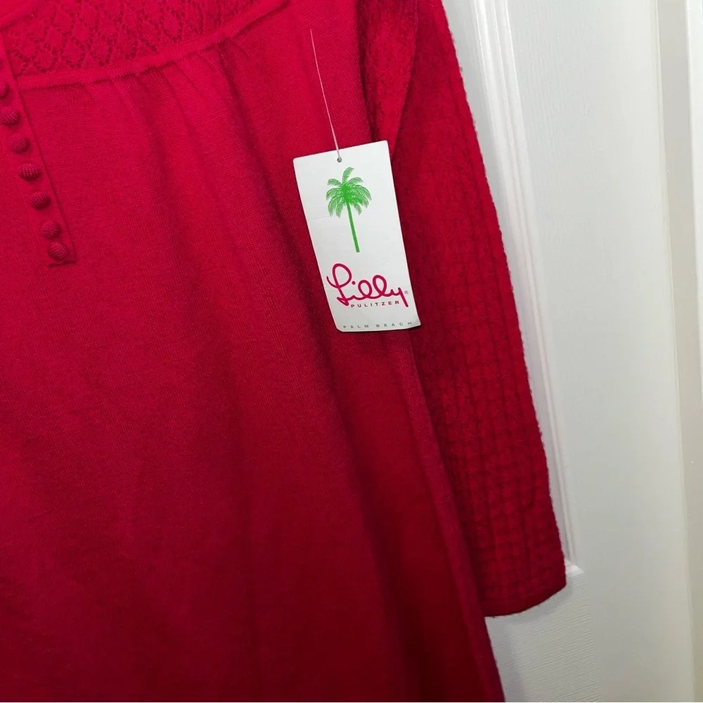 Lilly Pulitzer Alessandra dark pink fuchsia knit sweater dress new nwt large L - Picture 8 of 10